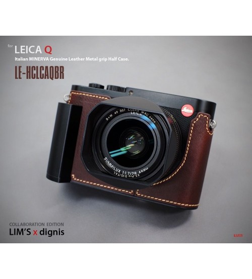 Leather Metal Grip Half Case LE-HCLCAQBR for Leica Q 
